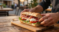 Panino Con Caprino, Pomodori E Prosciutto Crudo