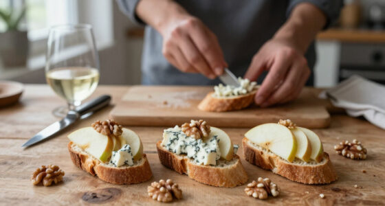 Crostini Con Formaggio Roquefort, Mele E Noci