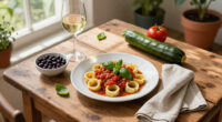 Garganelli Alle Zucchine Con Fave E Pomodoro